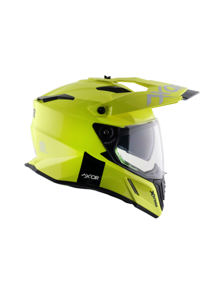 AXOR X-CROSS D/V ADVENTURE SOLID Amarillo Fluor | Casco Doble Visor ECE R22.06