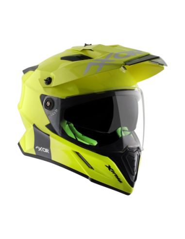 AXOR X-CROSS D/V ADVENTURE SOLID Amarillo Fluor | Casco Doble Visor ECE R22.06