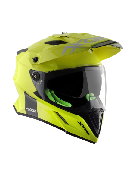 AXOR X-CROSS D/V ADVENTURE SOLID Amarillo Fluor | Casco Doble Visor ECE R22.06