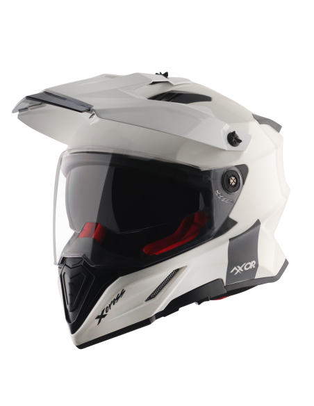 AXOR X-CROSS D/V ADVENTURE SOLID Blanco Perla | Casco Doble Visor ECE R22.06