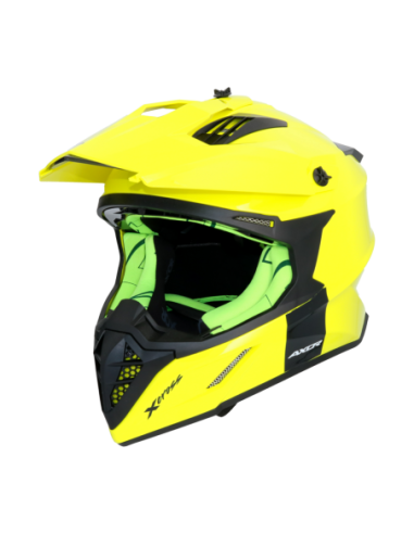 Casco AXOR X-Cross Monocolor Amarillo Fluor | Moto Adventure