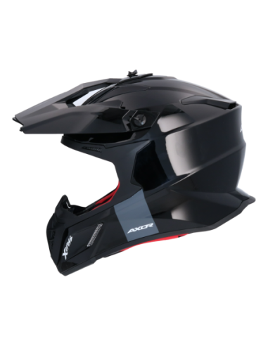 Casco AXOR X-Cross Monocolor Negro Rojo | Moto Adventure