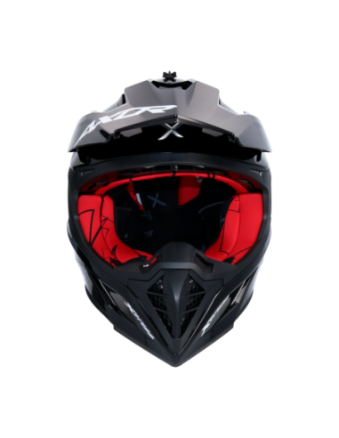 Casco AXOR X-Cross Monocolor Negro Rojo | Moto Adventure