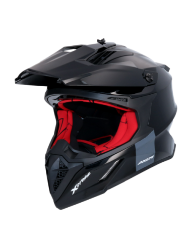 Casco AXOR X-Cross Monocolor Negro Rojo | Moto Adventure