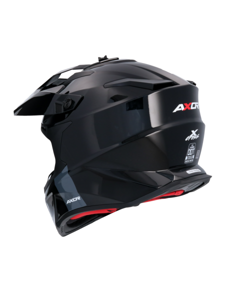 Casco AXOR X-Cross Monocolor Negro Rojo | Moto Adventure