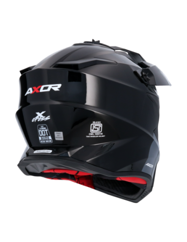 Casco AXOR X-Cross Monocolor Negro Rojo | Moto Adventure