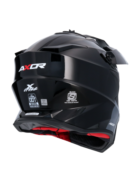 Casco AXOR X-Cross Monocolor Negro Rojo | Moto Adventure