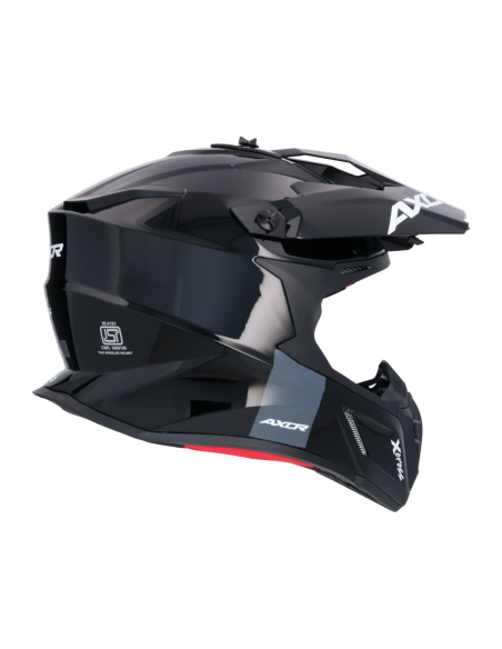 Casco AXOR X-Cross Monocolor Negro Rojo | Moto Adventure