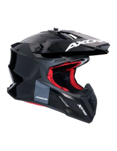 Casco AXOR X-Cross Monocolor Negro Rojo | Moto Adventure