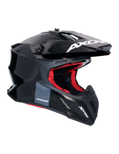 Casco AXOR X-Cross Monocolor Negro Rojo | Moto Adventure