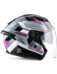 Casco AXOR Kylo Bean Gris Mate Rosa – Casco Jet de Moto con Pantalla
