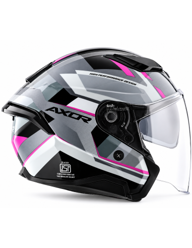 Casco AXOR Kylo Bean Gris Mate Rosa – Casco Jet de Moto con Pantalla