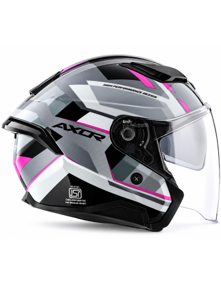 Casco AXOR Kylo Bean Gris Mate Rosa – Casco Jet de Moto con Pantalla