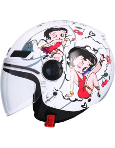 Casco SHIRO LaBeti Blanco Betty Boop Jet con Pantalla HOMOLOGADO