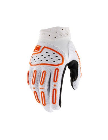 Guantes 100% Airmatic 2 Blanco / Naranja | Tecnoescape Bike
