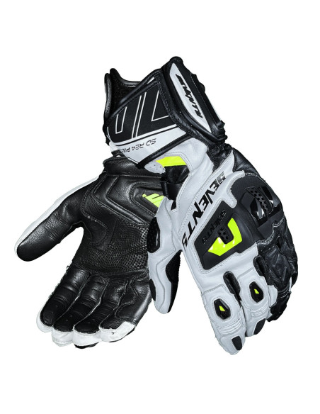Guantes de moto Seventy Degrees SD-R24 Pista Hombre Blanco/Negro/Amarillo Brillante | Tecnoescape Bike