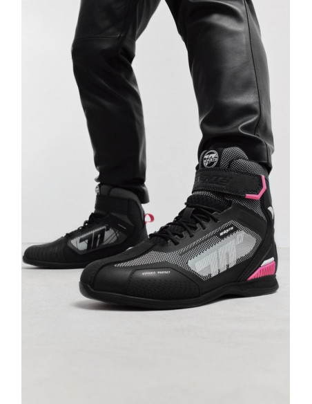 Botas de moto Seventy Degrees SD-Br2 Veloce Negro/Rosa/Blanco